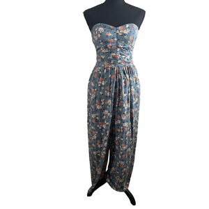 Band Of Gypsies Women's Strapless Floral Jumpsuit w/ Pockets, Size S